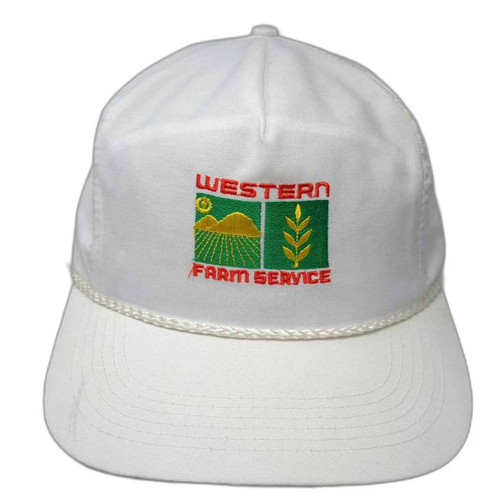 Head to Toe White 5 Panel One Size Hat Rope Brim Western Farm Service Snapback